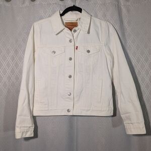 Levi’s White Denim Trucker Jacket – Women’s Size M – Classic Button Front